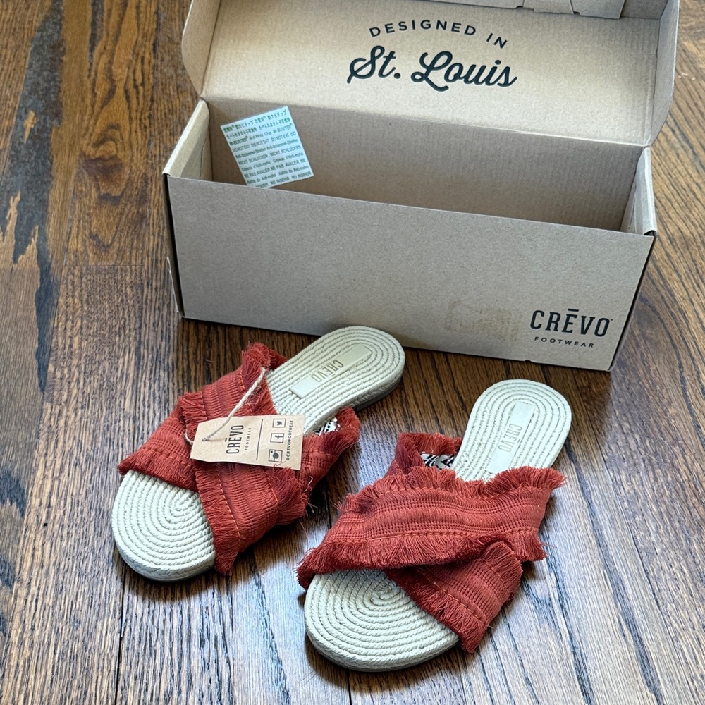 B30 Crevo 6 Red/Orange and Tan Women Sandals Boho Style with Box